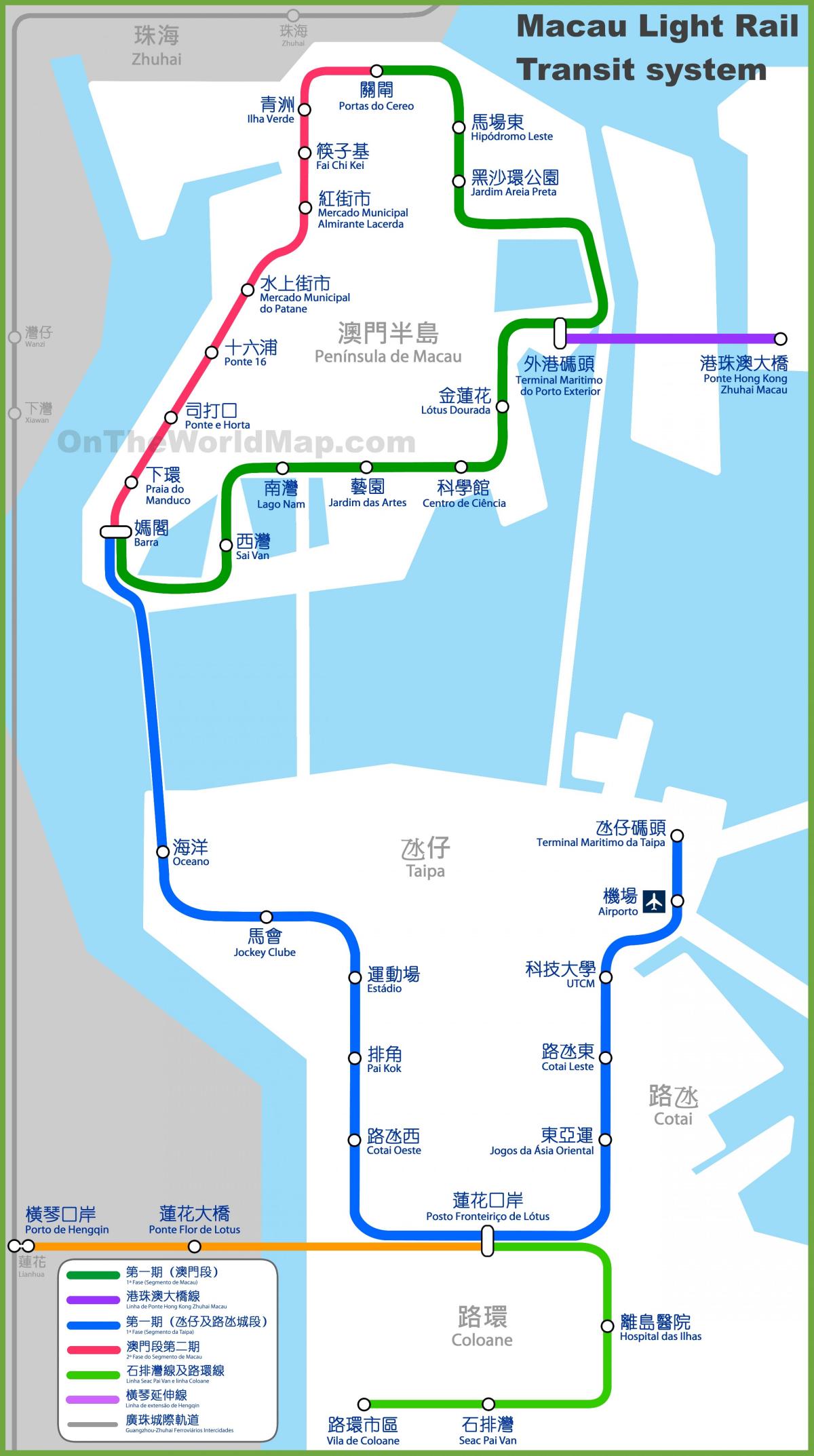 มาเก๊า mtr แผนที่